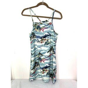 L.A. Movers Girl Vintage Sun dress Adjustable Straps SZ 12 Rayon Asian Print Vil